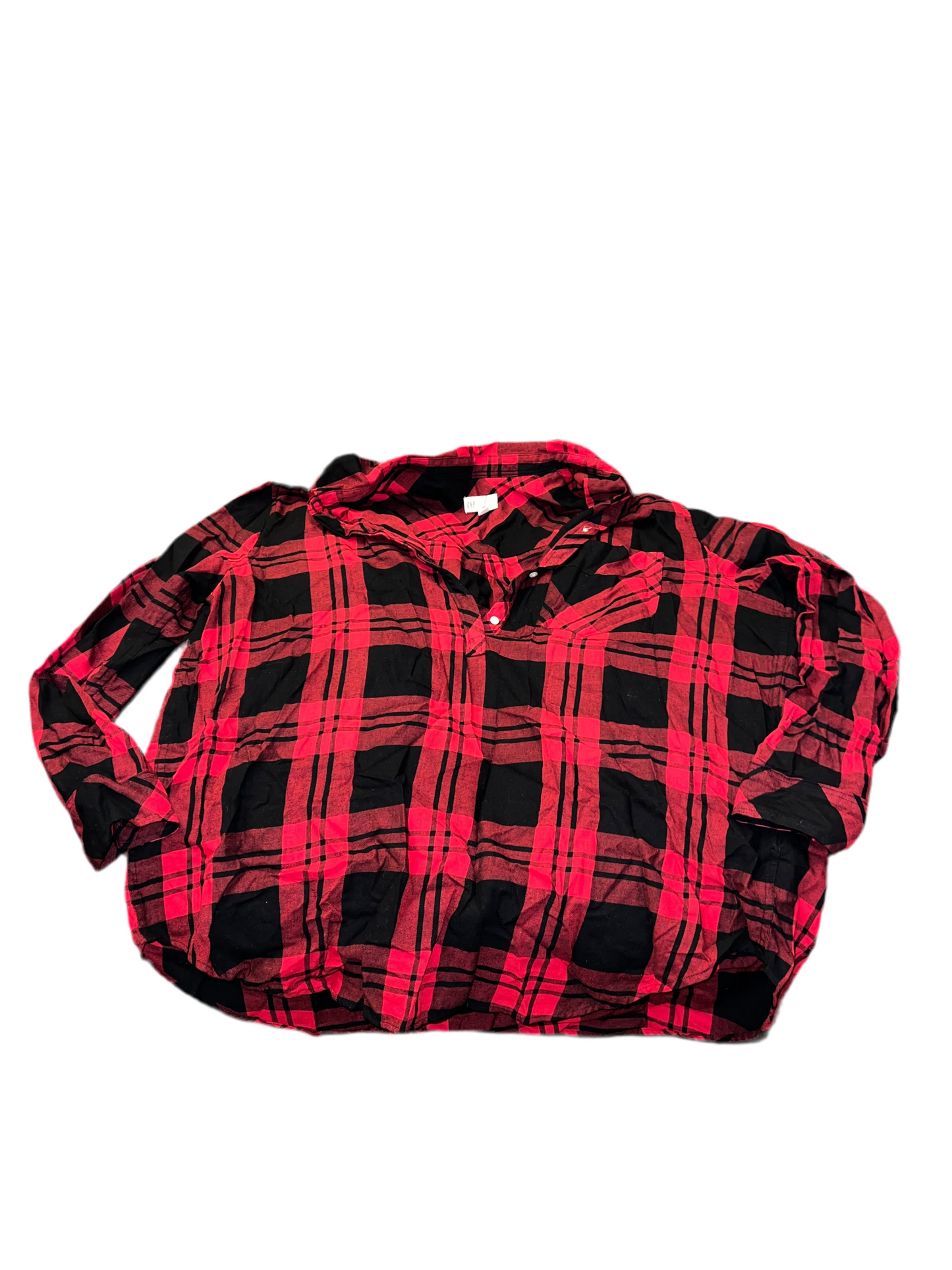 GAP HALF BUTTON LONG SLEEVE FLANNEL COLLAR SHIRT WOMEN SIZE XXL