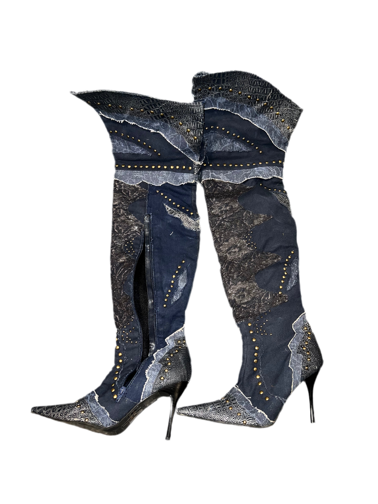 THIGH HIGH DENIM STYLISH BOOT WOMEN SIZE 9