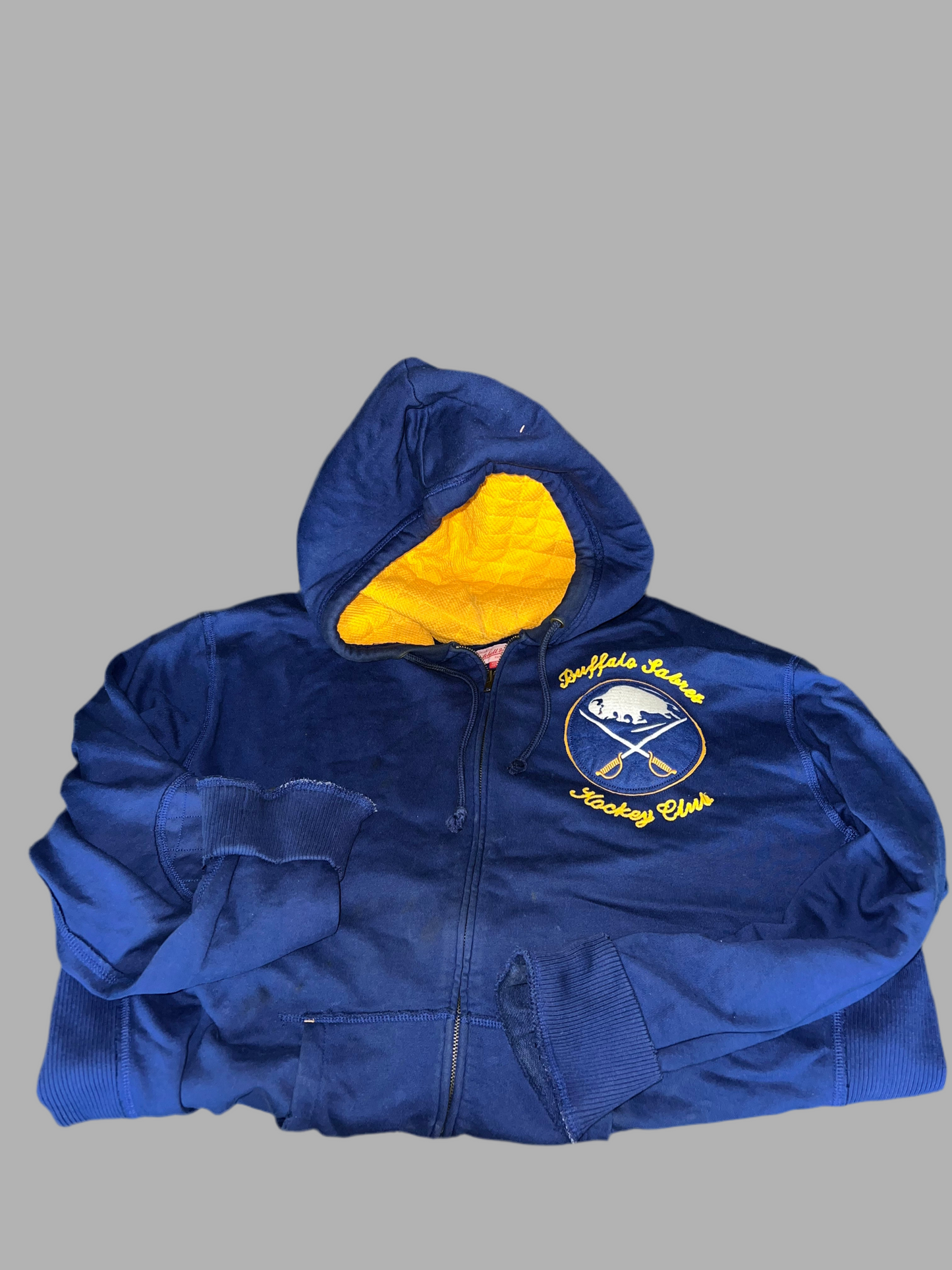 MITCHELL & NESS THROWBACK BUFFALO SABRES LINED ZIP UP HOODED SWEATSHIRT MEN SIZE 3X