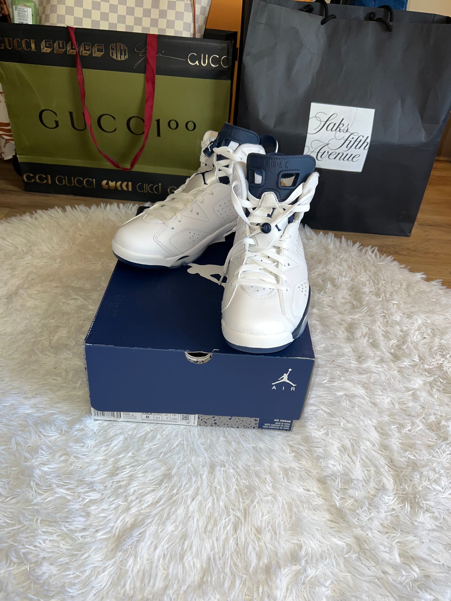 AIR JORDAN 6 RETRO "MIDNIGHT NAVY" MEN SIZE 8