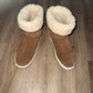 UGG Fold Over Brown Leather Shearling Cuff Boot