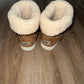 UGG Fold Over Brown Leather Shearling Cuff Boot
