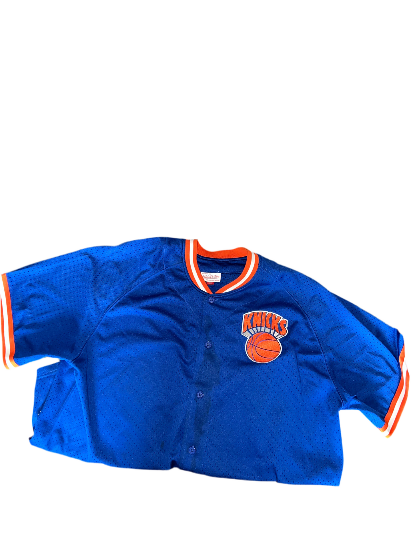 NEW MITCHELL & NESS NBA NEW YORK KNICKS MESH SHIRT JERSEY FULL BUTTON UP MEN SIZE 2X