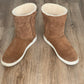 UGG Fold Over Brown Leather Shearling Cuff Boot