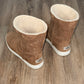 UGG Fold Over Brown Leather Shearling Cuff Boot