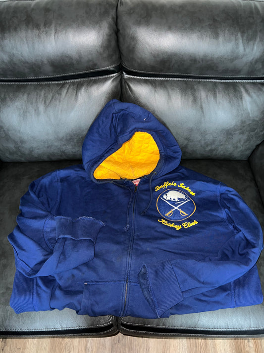 MITCHELL & NESS THROWBACK BUFFALO SABRES LINED ZIP UP HOODED SWEATSHIRT MEN SIZE 3X