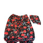 WOMEN TIE FRONT FLORAL PRINT TUBE TOP & SLIT PANTS SET SIZE L