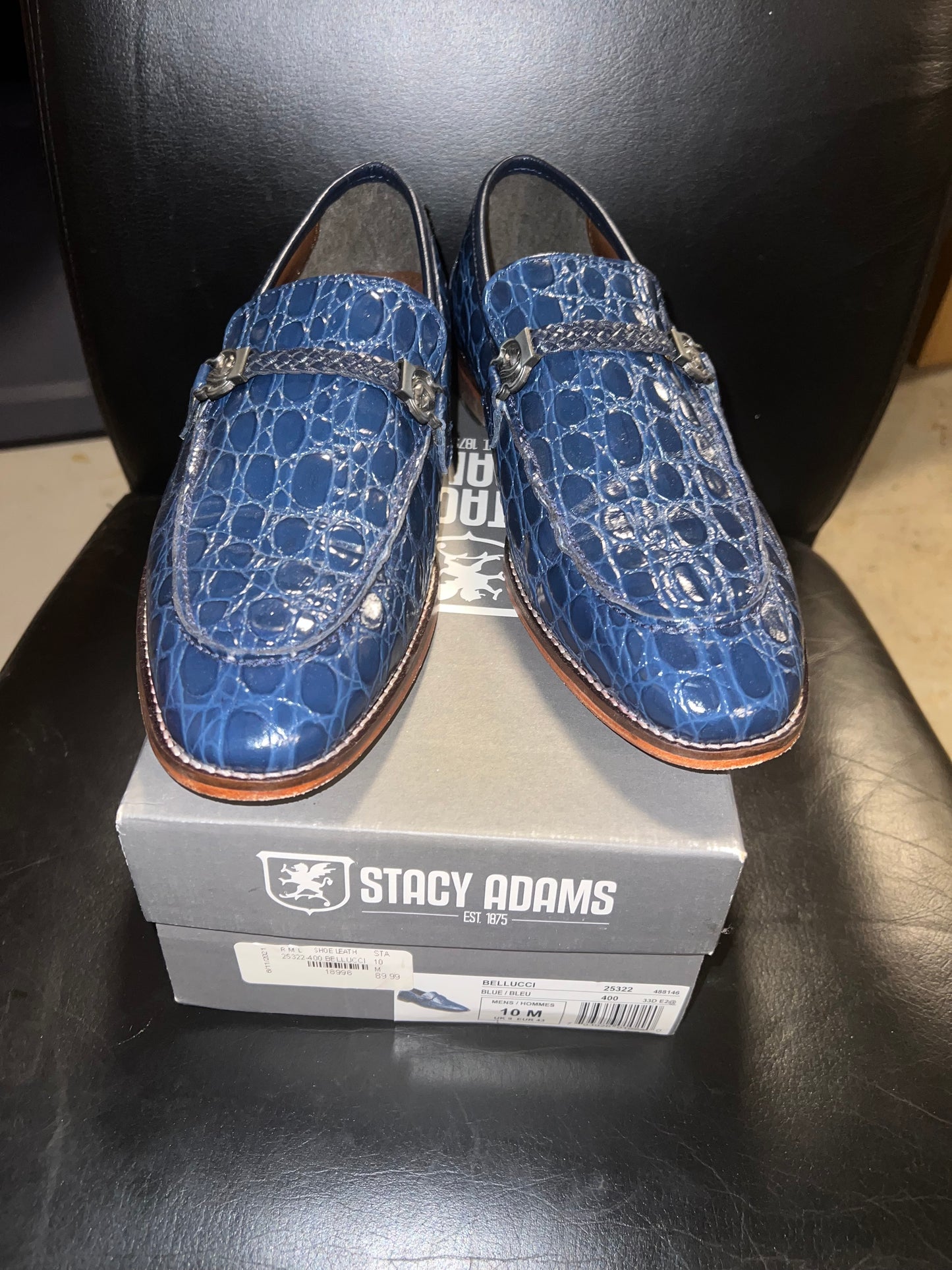 STACY ADAMS BELLUCCI MEN'S BLUE SLIP ON SHOE SIZE 10