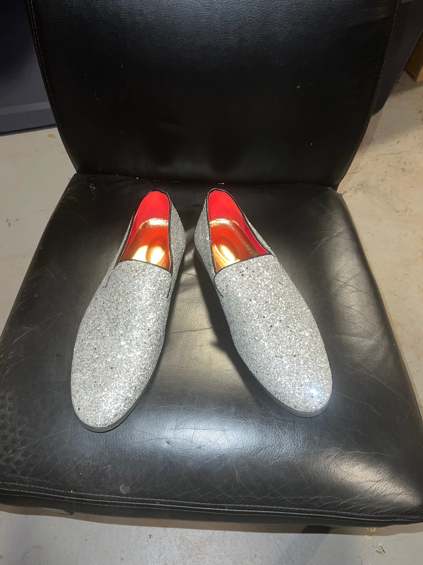 SMOKING SLIPPER METALLIC SPARKLING GLITTER TUXEDO SLIP ON DRESS SHOE LOAFERS MEN SIZE 10