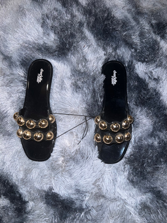 WOMEN GOLD STUDDED SLIDES